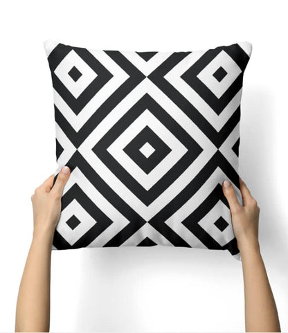 Canvas Mono Cushion Cover in Black & White, 40x40 cm, a durable decorative pillow with a bold monochromatic design, ideal for a modern, graphic, and high-contrast interior style