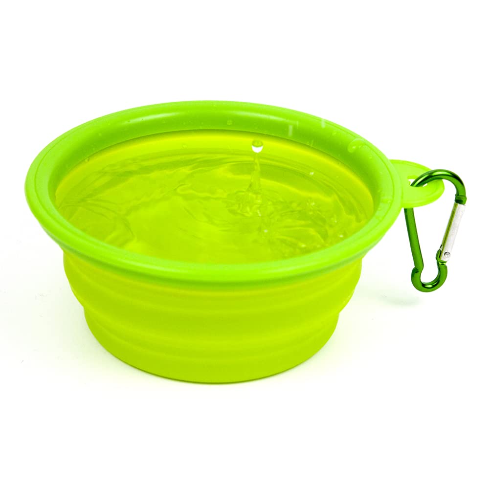 Collapsible Dog Bowl for Cats Dogs, Portable Pet Feeding Watering Dish for Walking Parking Traveling by Genki Cat… (Small, Green)