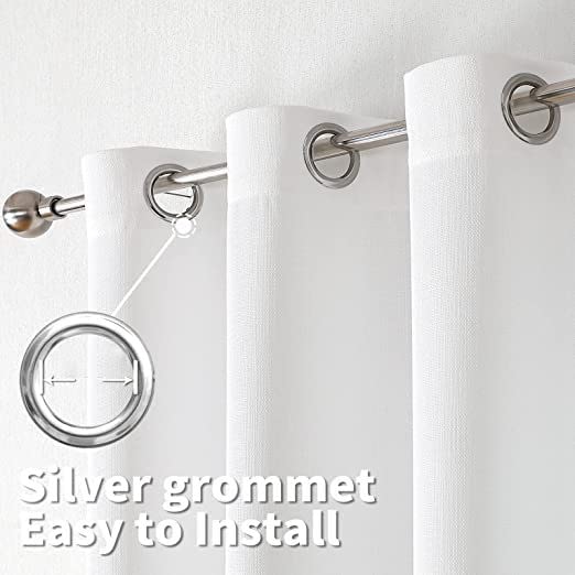 INtex CURTAINS Natural Linen Curtains -Semi Transparent Sheer -Soft And Durable Fabric -For Living Rooms And Bedroom Steel Grommets -Two Pieces 145W x 180L CM Light Grey