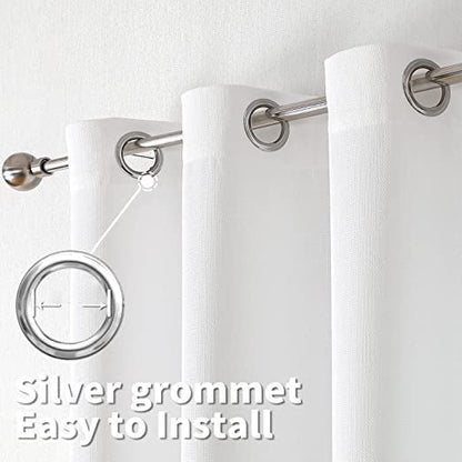 INtex CURTAINS Natural Linen Curtains -Semi Transparent Sheer -Soft And Durable Fabric -For Living Rooms And Bedroom Steel Grommets -Two Pieces 145W x 180L CM Light Grey