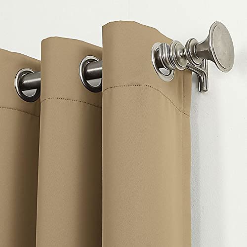 Blackout Curtains with Tiebacks - Thermal Insulated, Light Blocking and Noise Reducing Grommet Curtain Drapes for Bedroom and Living Room, Set of 2 Panels,