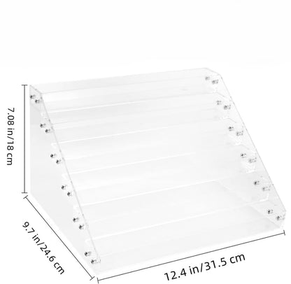 Tier Tiered Acrylic Makeup Organizer, Wide Display Rack for Lipstick, Nail Polish, and Eyeshadow, Clear Countertop Stand for Essential Oils, Paints, and Retail Displays