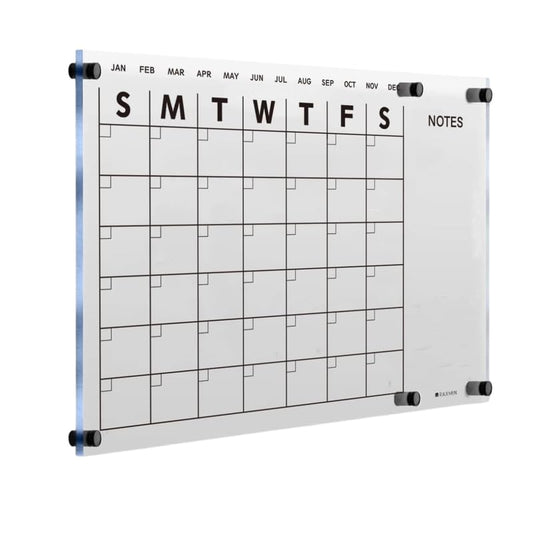 Acrylic Dry Erase Calendar for Wall, 58 x 40 CM, Clear Acrylic White Board Calendar for Home and Office, Stylish & Functional Wall Calendar