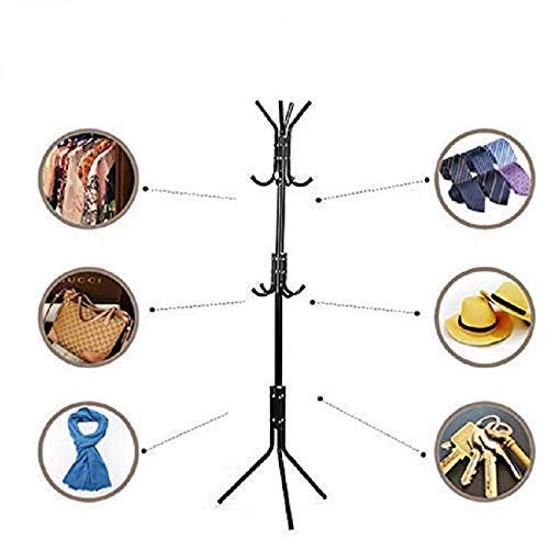 Metal Coat Rack/hanger 02, Free Standing, Coat/Hat hanger 02 for Handbags, Hat, Umbrella, Clothes Tree Coat hanger 02 Holder Stand Black
