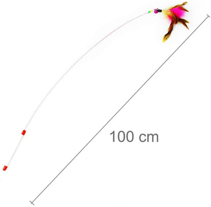 Dusenly 2PCS Feather Pretend Cat Toy, an interactive toy for cats and kittens, with feathers, bells and cords