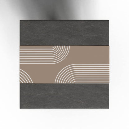 Lynn Canvas Table Runner in Beige & Blue, a 35x140 cm durable decorative centerpiece with a subtle and sophisticated modern pattern, perfect for a chic, minimalist, or contemporary table