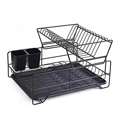 Orchid M TIM Dish Drying Rack, 2-tiers Dish Rack Drainer Set with Drain Board Tray for Kitchen Counter