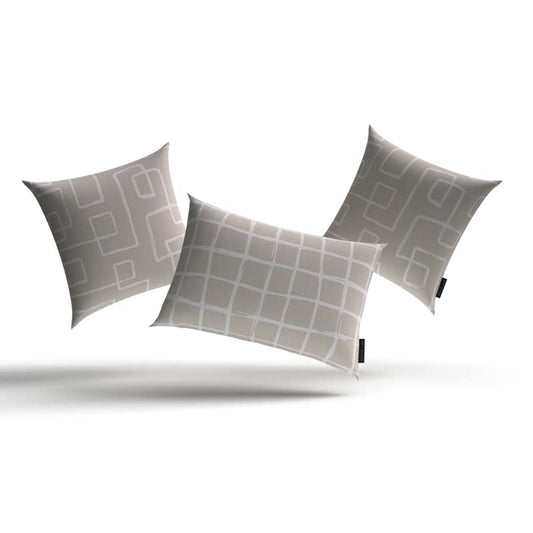 Haven Set Canvas Cushion Cover in Beige & White, a durable decorative pillow with a serene and minimalist design, 40x40 cm, ideal for creating a calm and tranquil atmosphere in your home