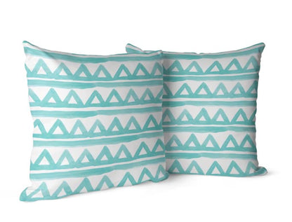 Velvet Piera Cushion Cover in Turquoise & White, 40x40 cm, a plush decorative pillow with a chic, refreshing pattern, combining a soft, luxurious feel with a vibrant color scheme