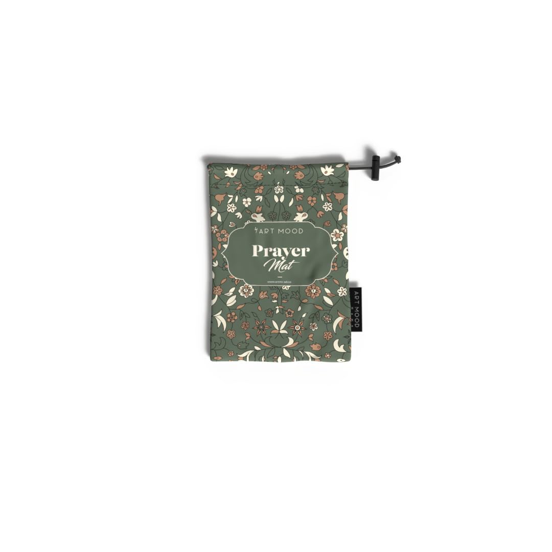 Al-Rawda Portable Prayer Mat, a Waterproof and Lightweight Travel Rug that folds into a Compact Pocket Size, Olive, a Durable and Convenient Mat for Muslim Prayer (Salah) anytime, anywhere
