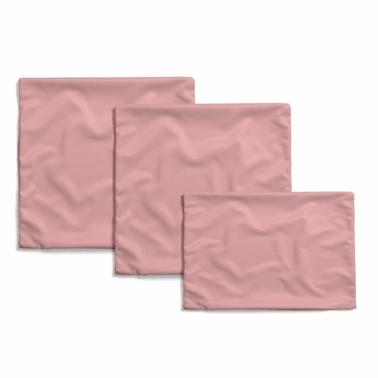 Velvet Plain Cushion Cover Set of 3 in Pink, includes two 40x40 cm covers and one 45x30 cm cover, plush and soft solid color pillows for a coordinated and luxurious look on your sofa