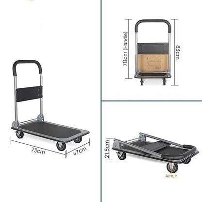 CROWN CTC-A150 150 Kg Portable Folding Metal Hand Platform Trolley Hand Truck with 360° Rotating & Locking Wheels for Home & Warehouse Use BY CIRCLE TOOLS