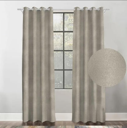 Faux Linen Textured Curtains Durable Fabric-Light Filtering Drapes for Living Rooms Reception and Bedroom - Steel Grommets - 2 Pieces