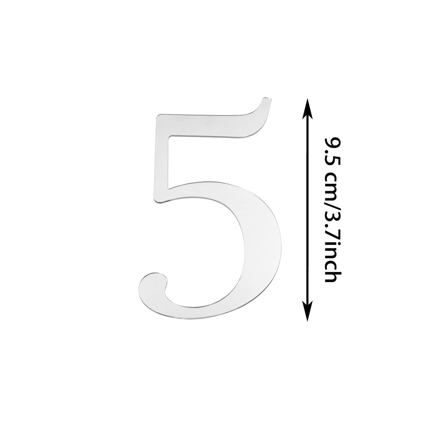 Acrylic Number Cake Toppers, Mirror Finish 0–9 Picks, 9.5 cm Height, Ideal for Birthday Wedding Graduation Anniversary Decorations