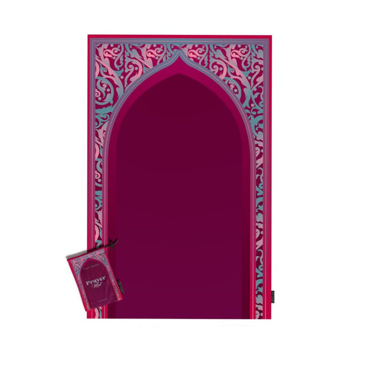 Waterproof Prayer Mat in Fuchsia and Turquoise, 68x117 cm, a durable and easy-to-clean rug perfect for both indoor and outdoor use, providing a comfortable and reliable prayer surface