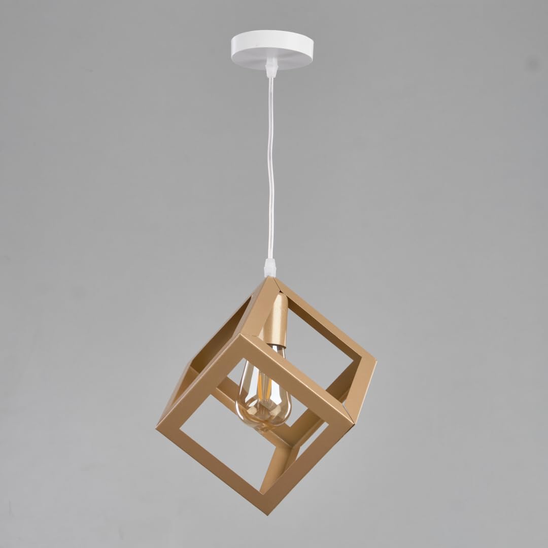 دلايه سقف علي شكل مكعب ذهبي من نجفة شوب Nagafa shop gold cube pendant MGD1019