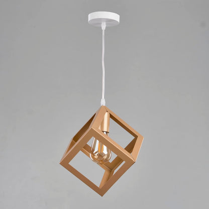 دلايه سقف علي شكل مكعب ذهبي من نجفة شوب Nagafa shop gold cube pendant MGD1019