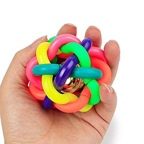 Pet Dog,Cat Colorful Rubber Cord Woven Bell Ball Chew Toy