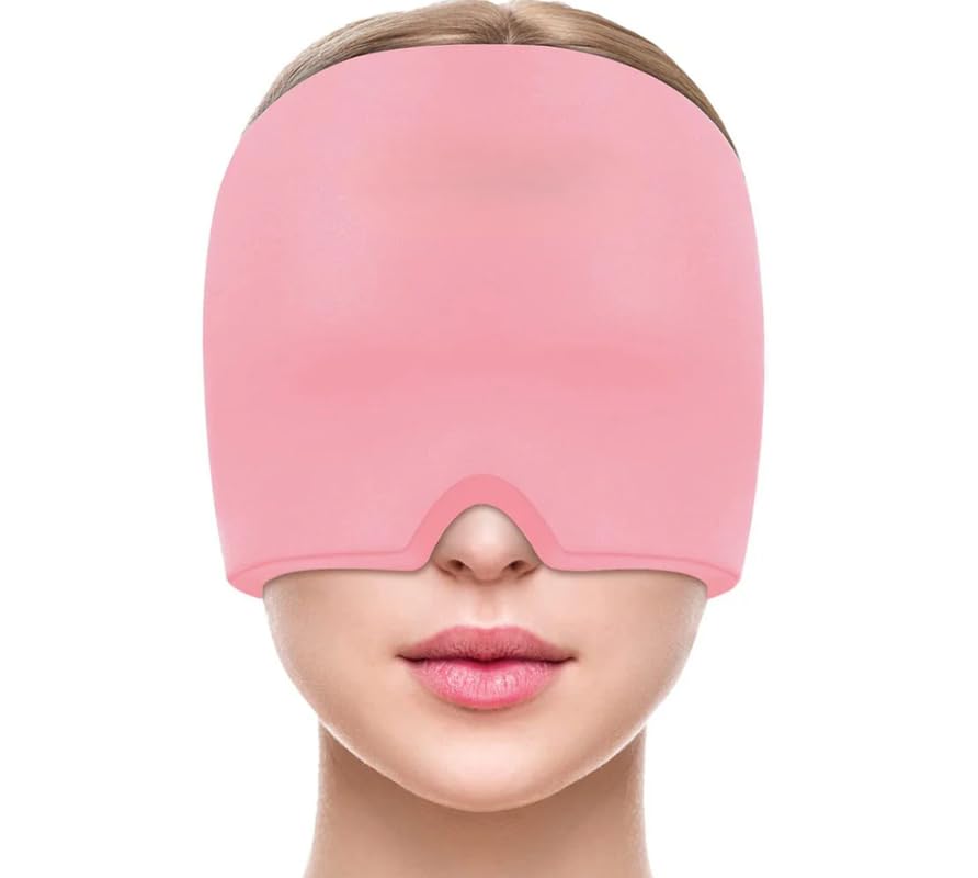 قناع جل لتخفيف الصداع النصفي، قبعة علاجية قابلة للتمدد والتبريد، غطاء ثلج ضاغط لتخفيف الصداع، قناع نوم للعين لتخفيف الصداع النصفي والتوتر وآلام الجيوب الأنفية