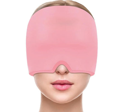 قناع جل لتخفيف الصداع النصفي، قبعة علاجية قابلة للتمدد والتبريد، غطاء ثلج ضاغط لتخفيف الصداع، قناع نوم للعين لتخفيف الصداع النصفي والتوتر وآلام الجيوب الأنفية