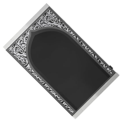 Velvet Prayer Mat in Grey and White, 68x117 cm, a luxurious and soft rug with a chic, modern design, perfect for a comfortable prayer experience at home or as a thoughtful gift