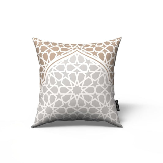 Ramadan's Unique Morish Cushion Cover in plush velvet, White & Beige, 40x40 cm, a decorative pillow with an elegant pattern perfect for celebrating the season or for year-round style