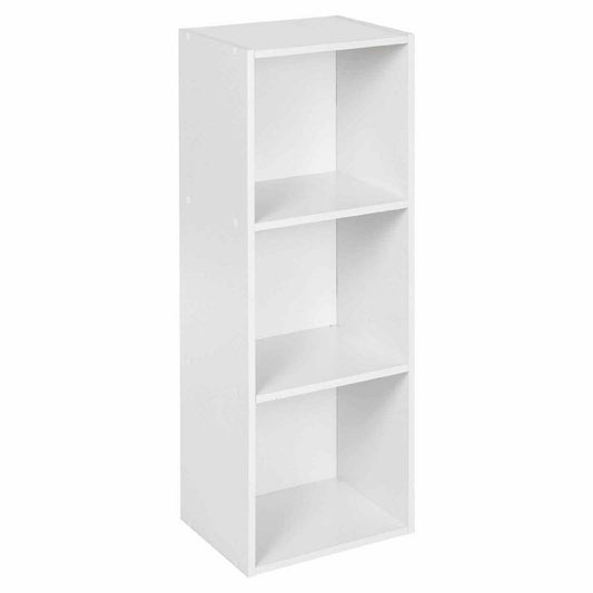 3 Shelf Wooden Bookcase, Modern Shelving Display and Storage Shelf Unit, Versatile Wood Bookshelf for Living Room, Bedroom, or Office, Freestanding (White)