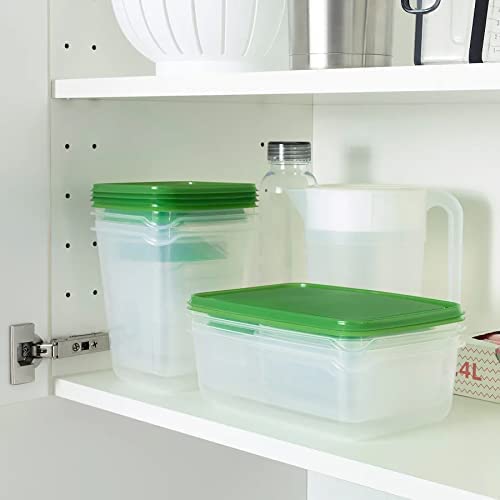 Pruta Food Container (Transparent, Green) - Set of 17
