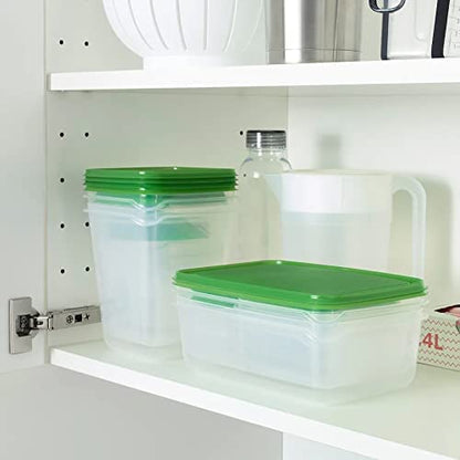 Pruta Food Container (Transparent, Green) - Set of 17