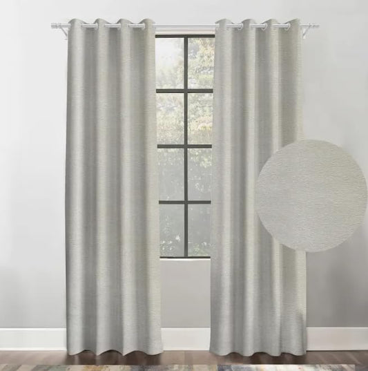 Faux Linen Textured Curtains Durable Fabric-Light Filtering Drapes for Living Rooms Reception and Bedroom - Steel Grommets - 2 Pieces