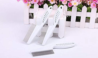 Pet hair flea comb stainless pin dog cat grooming brush clean tool