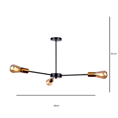 Nagafa Shop MBG-3 High Quality Modern Design Ceiling Lamp for Living Room, Bedroom, or Hall - Black Gold