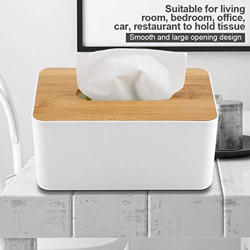 Multifunction Tissue Box Cover with Storage Caddy, White Desktop Organizer for Home & Office, Holder for Remote Controls, Phone, & Makeup, Modern Napkin Dispenser with Supply Organizer