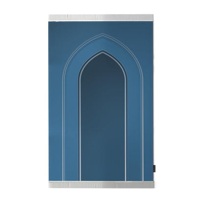 Velvet Prayer Mat in a deep Blue color, 68x117 cm, a luxurious and soft rug with a reverent design, providing a comfortable and dedicated space for prayer at home, mosque, or travel