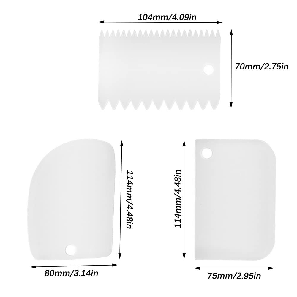 FYACCD Dough Scraper, 3 Pieces Plastic Dough Scraper Set, Cream Scraper, Cream Edge Smoothing Comb Tool for Cake Edge Decorating