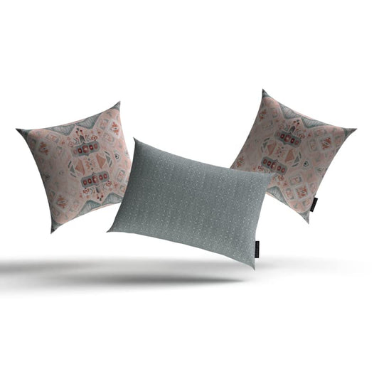 Bohos 5 Set Canvas Cushion Covers, a durable multicolor decorative pillow collection with a cohesive bohemian design, 40x40 cm, ideal for a vibrant and free-spirited living room decor