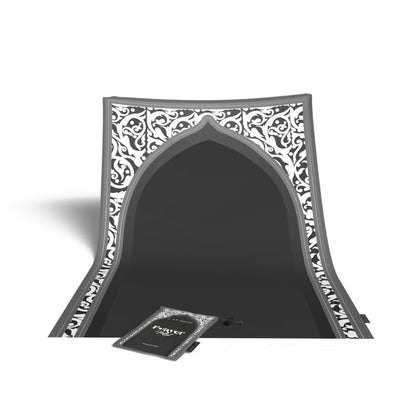 Waterproof Prayer Mat in a stylish Grey and White, 68x117 cm, a durable and practical rug with a contemporary design, ideal for travel and ensuring a clean prayer space anywhere