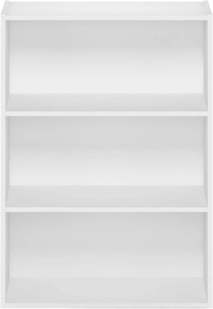 Open Book case with 3 Shelves, 80cm Wide Geometric Wood Design in a Solid White Finish, Contemporary Freestanding Shelving Unit for Storage and Display in Any Room