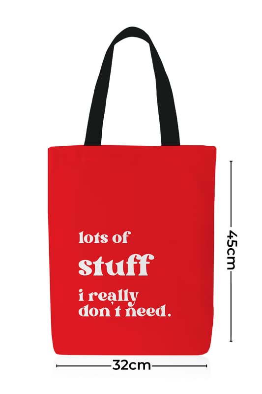 Canvas Stuff Tote Bag, a Durable and Reusable Shopping Bag in Red & White, 32x45 cm, Medium Size, a Practical and Stylish Carrier for Groceries, Books, or Everyday Errands