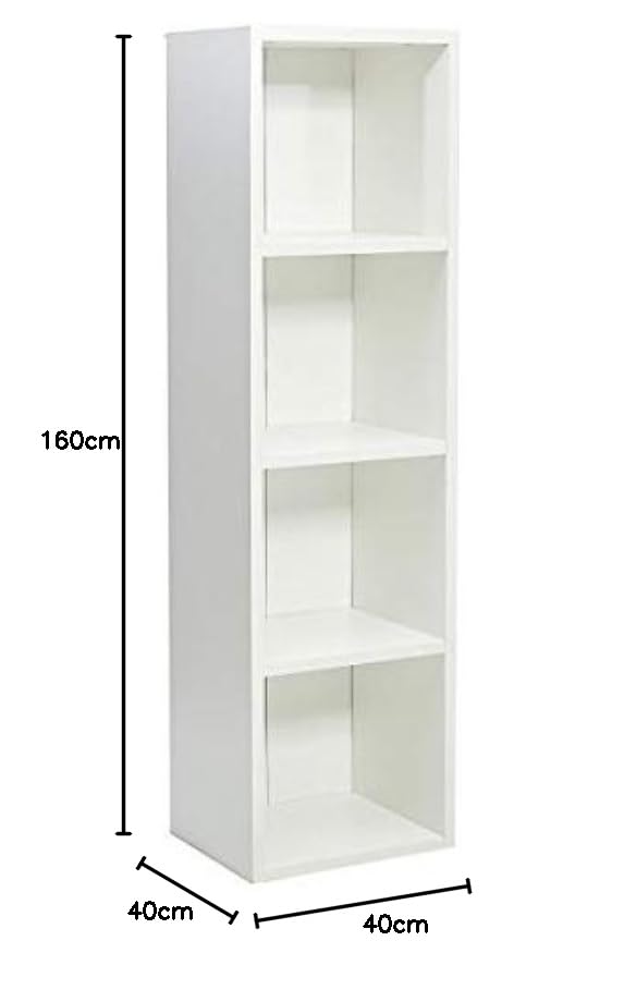 4-Tier Book Shelf, Tall Narrow Bookshelf with 4 Open Shelves, Modern Design in White, H 1060 mm x W 30 mm x D 240 mm, Space-Saving Storage Organizer, Sleek and Tall