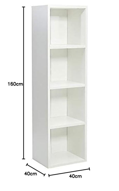 4-Tier Book Shelf, Tall Narrow Bookshelf with 4 Open Shelves, Modern Design in White, H 1060 mm x W 30 mm x D 240 mm, Space-Saving Storage Organizer, Sleek and Tall