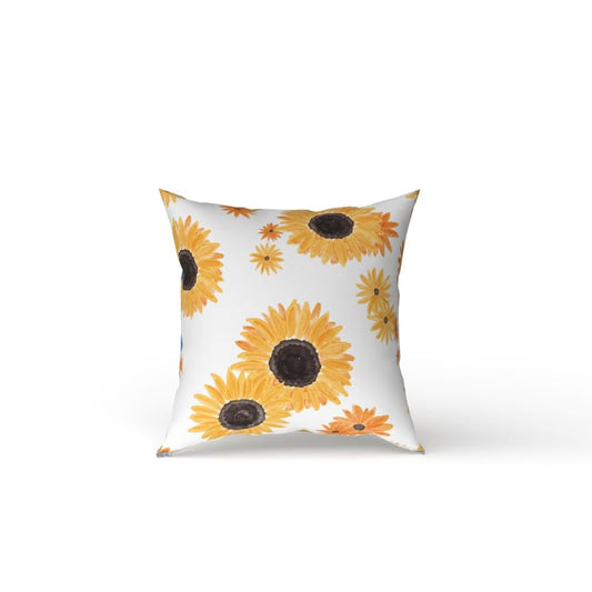 Sun Flower Velvet Cushion Cover, a plush and vibrant decorative throw pillow in White & Yellow, 40x40 cm, combines a cheerful design with a luxurious feel for your sofa or chair decor