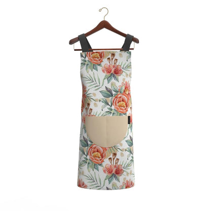 Apron, Cross-Back Design, Soft Cotton-Like Fabric, One Size, Lightweight Breathable Unisex with Front Pocket, for Cooking, and Daily Use