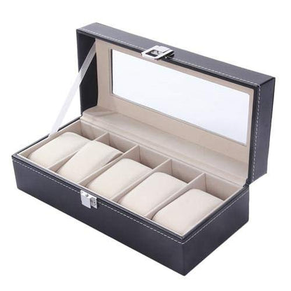 6 Grid PU Leather Watch Display Box