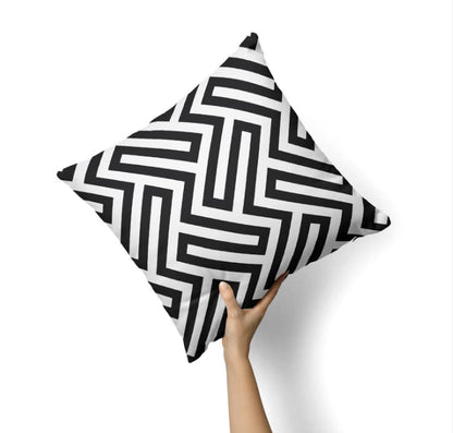 Canvas Cushion Cover in a classic Black & White design, 40x40 cm, a durable and timeless decorative pillow perfect for creating a modern, minimalist, or high-contrast look in any room