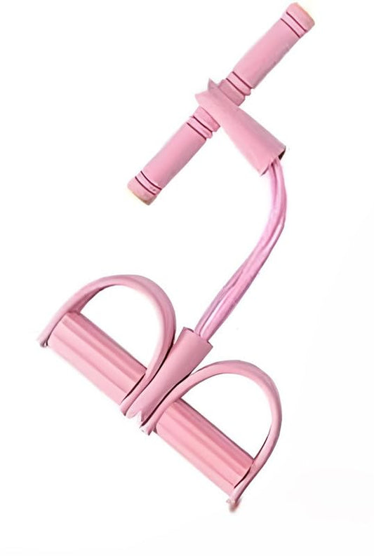 Fitness Pull Up Band with 4 Elastic Tubes, Foot Pedal Resistance Band for Home Gym, Yoga, Abdominal, Waist, Leg, and Arm Workout - Durable Exercise Equipment for Men and Women - Pink