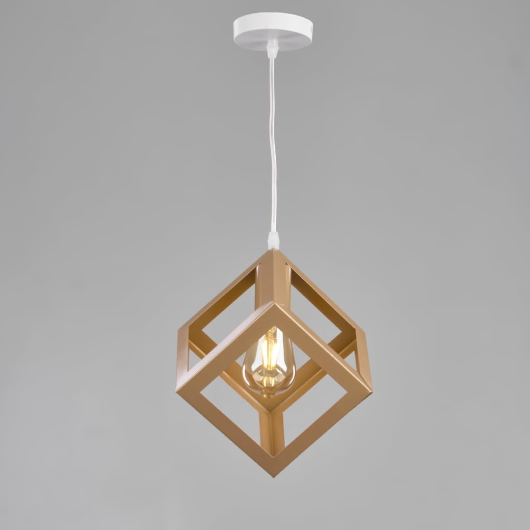 دلايه سقف علي شكل مكعب ذهبي من نجفة شوب Nagafa shop gold cube pendant MGD1019