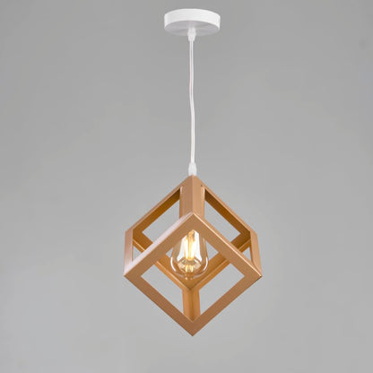 دلايه سقف علي شكل مكعب ذهبي من نجفة شوب Nagafa shop gold cube pendant MGD1019