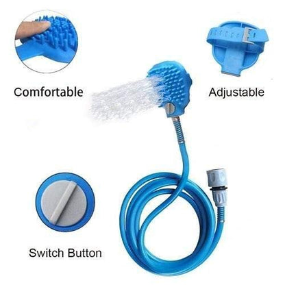 Pet bathing tool, dog shower 2 in 1 functional pet tool sprayer and scrubber indoor/outdoor use