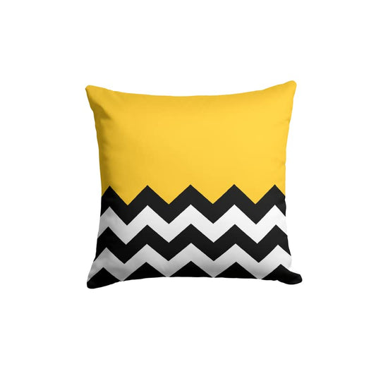Canvas Wavy Cushion Cover in Yellow & Blue, a vibrant and durable decorative pillow with a cheerful abstract pattern, 40x40 cm, perfect for a modern and playful home decor accent